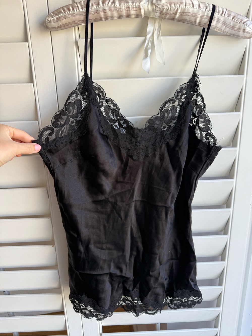 Gold Hawk Black Satin Lace Camisole Tank sz M